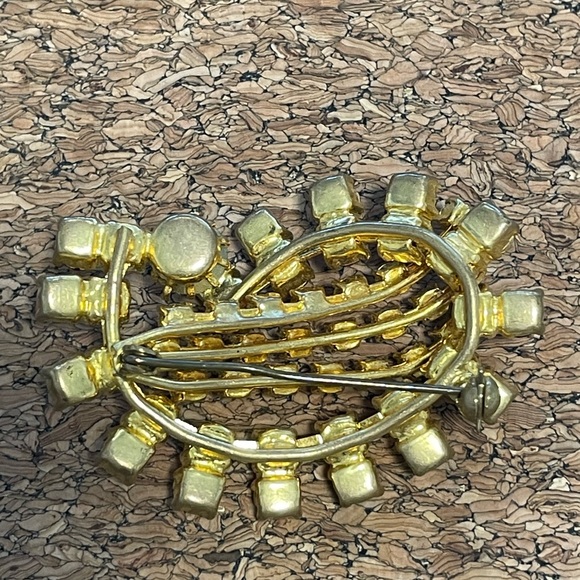 Crystal brooch red AB pink gold vintage - Picture 4 of 4